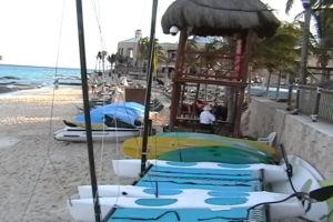 kayaks at a resort with no beach